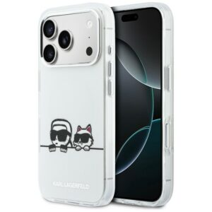 Karl Lagerfeld IML Karl & Choupette Peekaboo logotipas MagSafe Dėklas, skirtas iPhone 17 Pro - baltas
