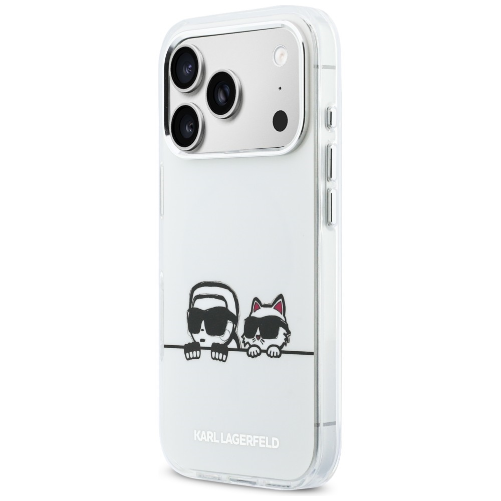 Karl Lagerfeld IML Karl & Choupette Peekaboo logotipas MagSafe Dėklas, skirtas iPhone 17 Pro - baltas