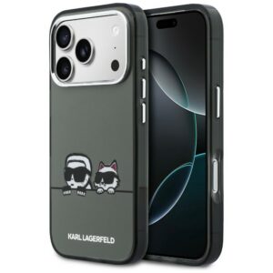 Karl Lagerfeld IML Karl & Choupette Peekaboo logotipas MagSafe Dėklas, skirtas iPhone 17 Pro - juodas