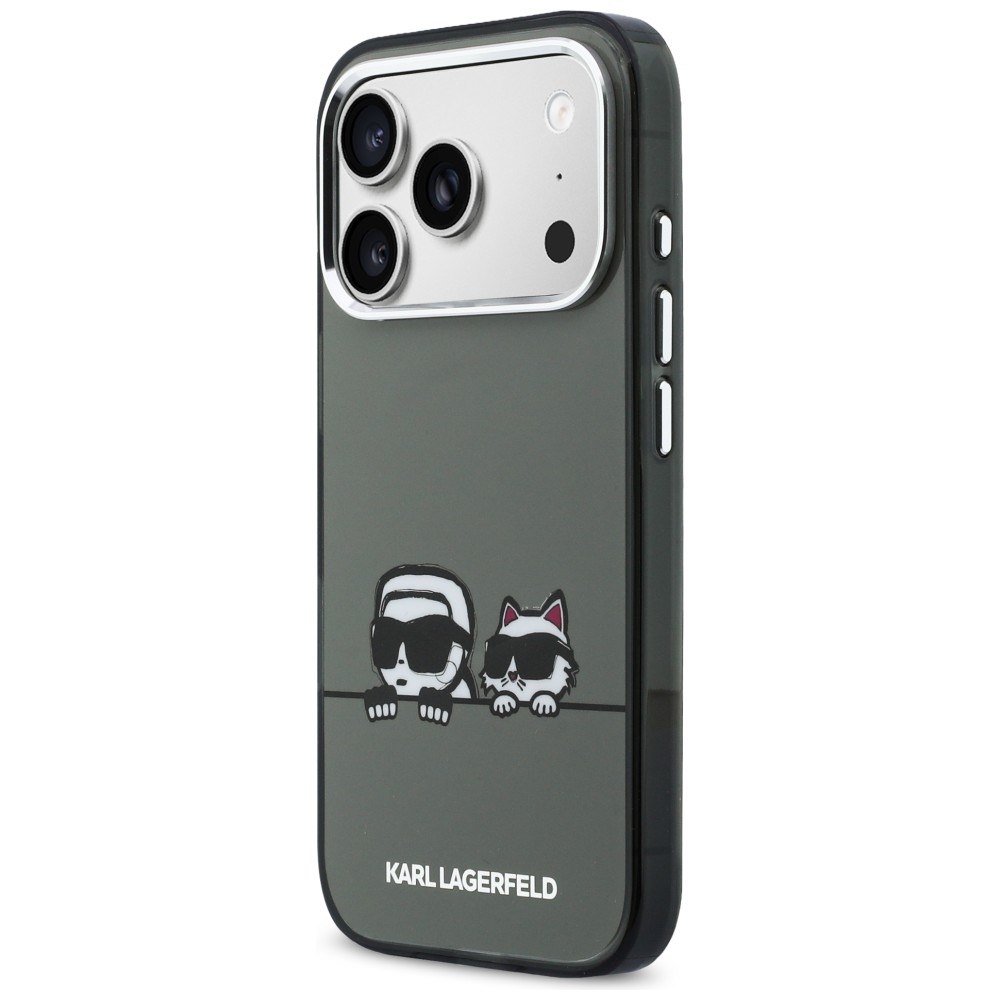 Karl Lagerfeld IML Karl & Choupette Peekaboo logotipas MagSafe Dėklas, skirtas iPhone 17 Pro - juodas