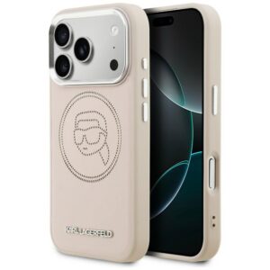 Karl Lagerfeld K Head Point logotipas MagSafe Dėklas, skirtas iPhone 17 Pro – rožinis