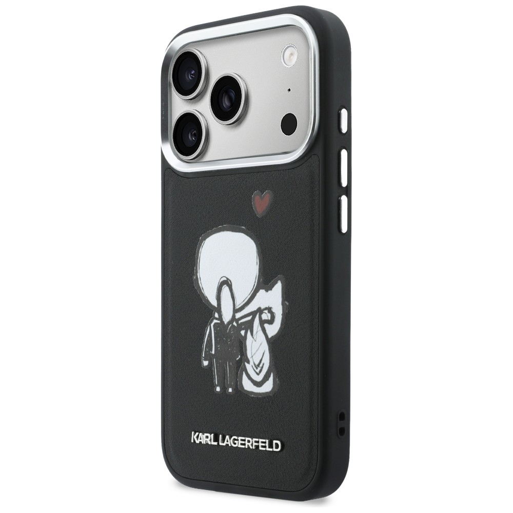 Karl Lagerfeld "Karl & Choupette" nugaros logotipas MagSafe Dėklas, skirtas iPhone 17 Pro - juodas