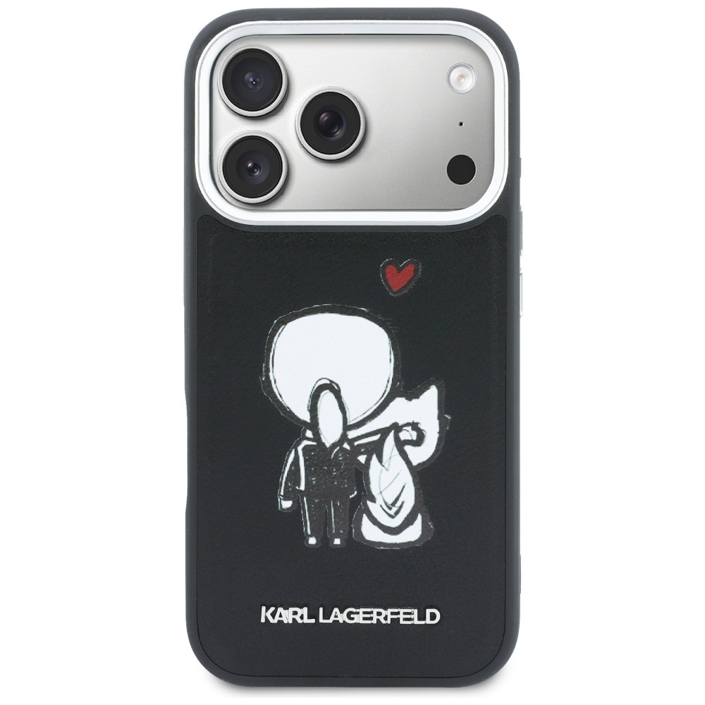 Karl Lagerfeld "Karl & Choupette" nugaros logotipas MagSafe Dėklas, skirtas iPhone 17 Pro - juodas