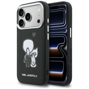 Karl Lagerfeld "Karl & Choupette" nugaros logotipas MagSafe Dėklas, skirtas iPhone 17 Pro Max - juodas