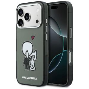 Karl Lagerfeld Karl & Choupette Atgal MagSafe Dėklas, skirtas iPhone 17 Pro - juodas