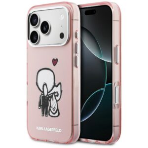 Karl Lagerfeld Karl & Choupette Atgal MagSafe Dėklas, skirtas iPhone 17 Pro - rožinis