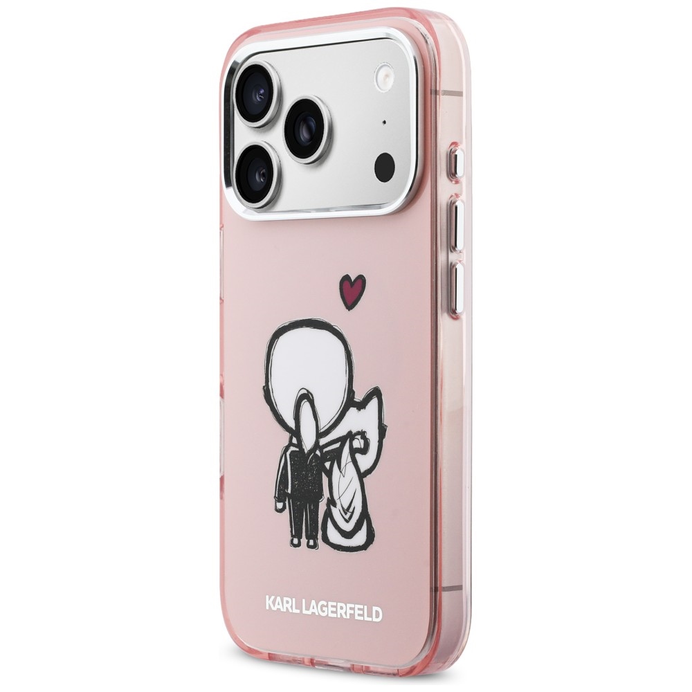 Karl Lagerfeld Karl & Choupette Atgal MagSafe Dėklas, skirtas iPhone 17 Pro - rožinis