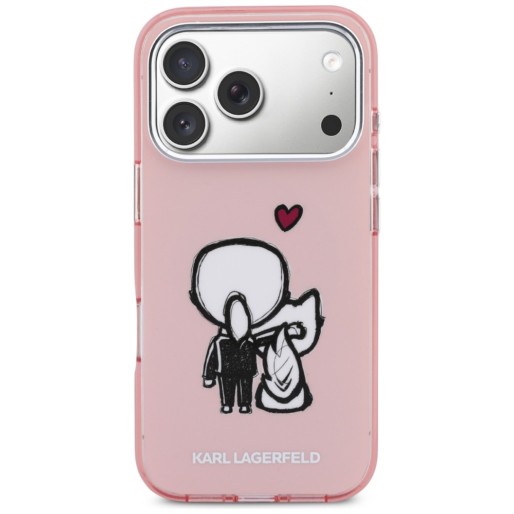 Karl Lagerfeld Karl & Choupette Atgal MagSafe Dėklas, skirtas iPhone 17 Pro - rožinis