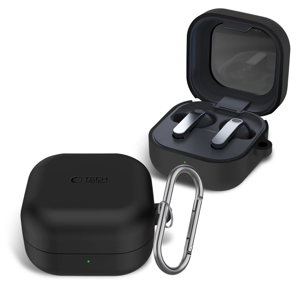 Dėklas ausinėms Tech-Protect Silicone Hook Samsung Galaxy Buds 4 / Buds 4 Pro, juodas