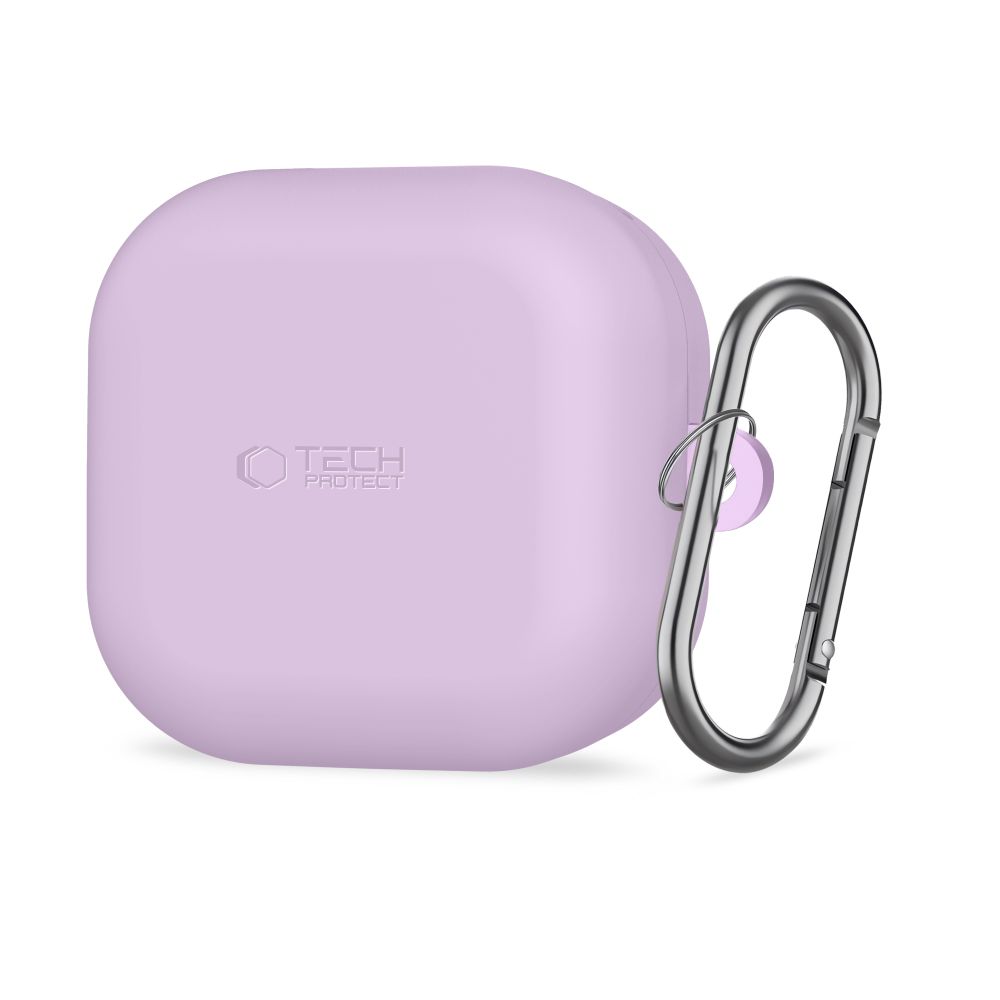 Dėklas ausinėms Tech-Protect Silicone Hook Samsung Galaxy Buds 4 / Buds 4 Pro, levandų spalvos