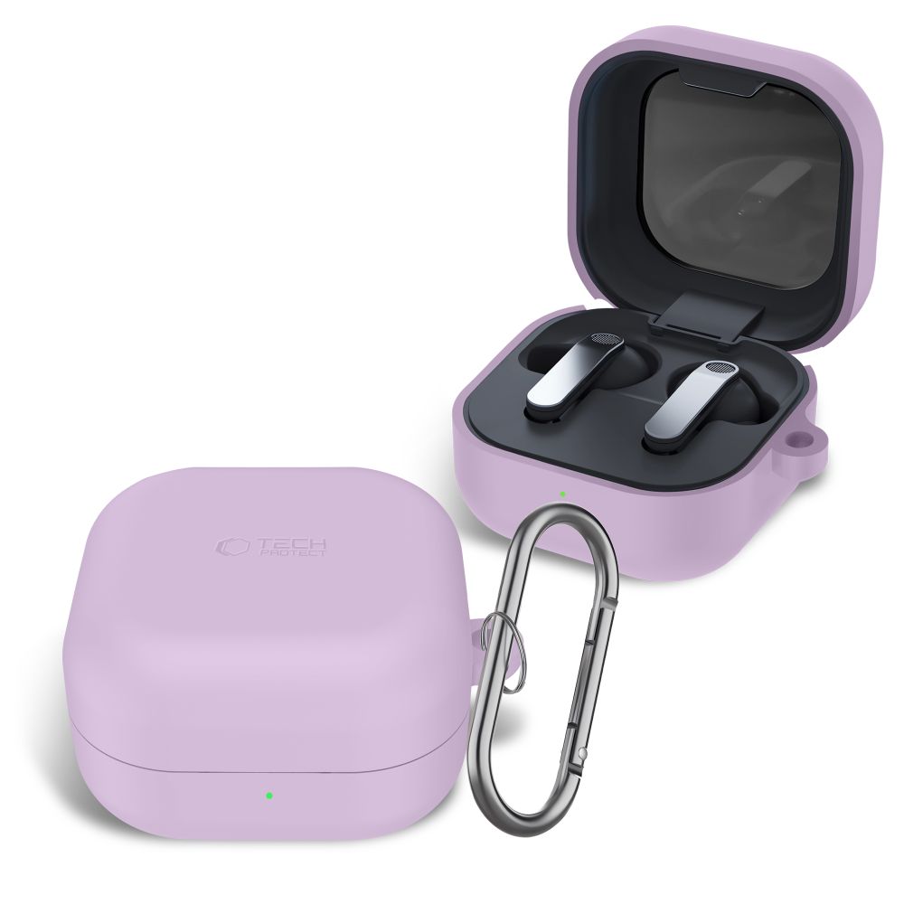 Dėklas ausinėms Tech-Protect Silicone Hook Samsung Galaxy Buds 4 / Buds 4 Pro, levandų spalvos