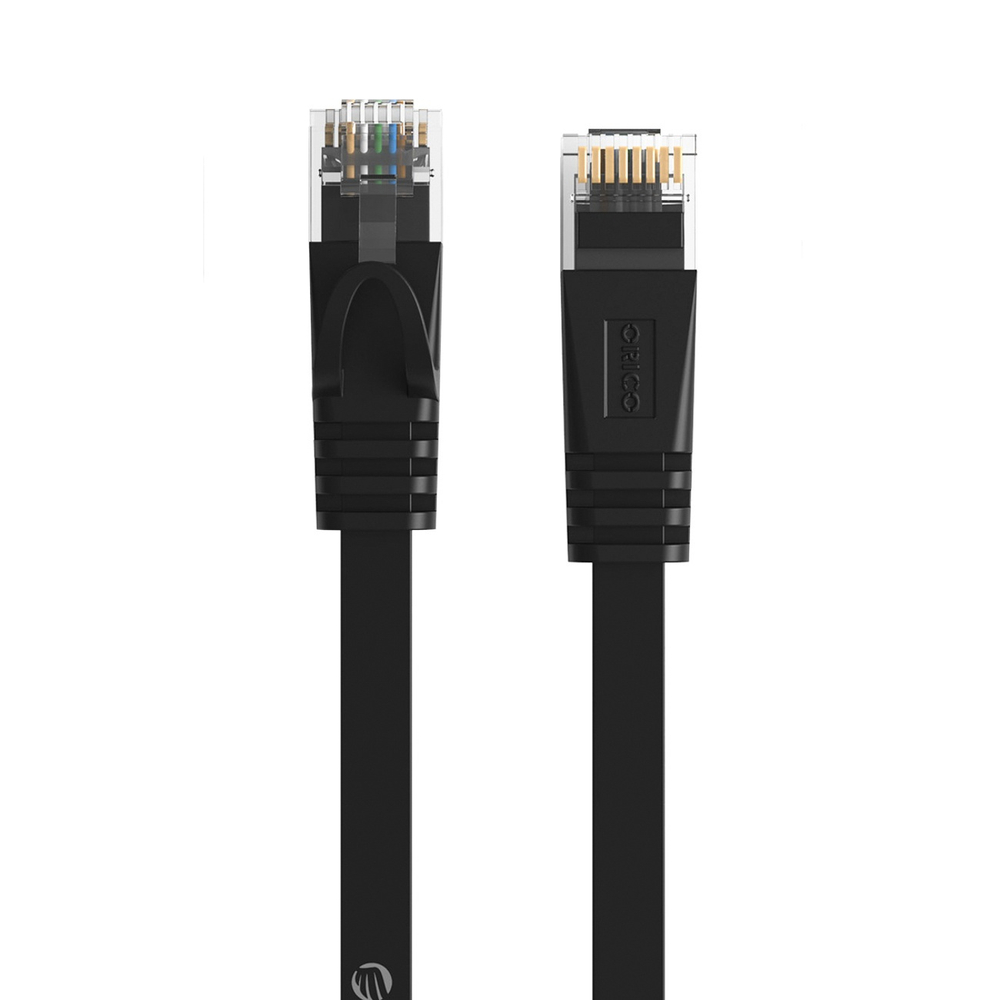Orico PUG-C6B CAT6 1000Mbps RJ45 Ethernet tinklo kabelis, plokščias LAN, 5m - juodas
