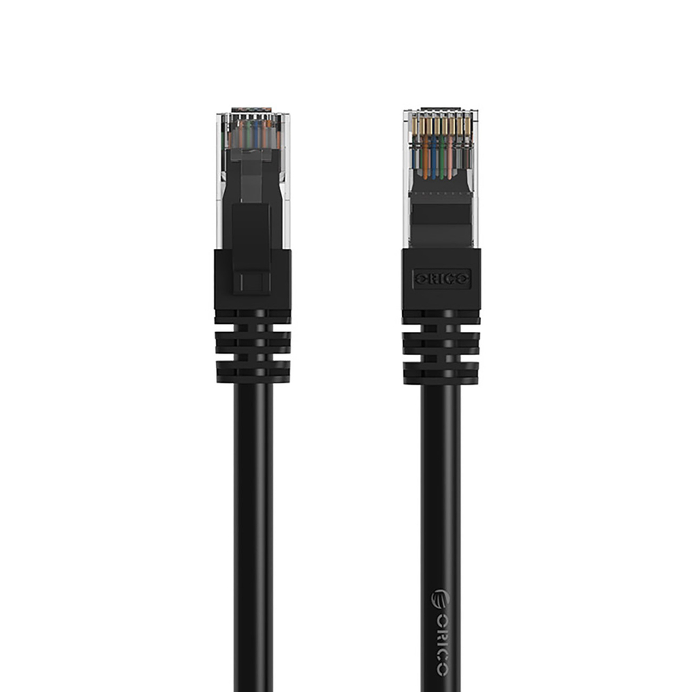 Orico PUG-C6 CAT6 1000Mbps RJ45 Ethernet tinklo kabelis LAN apvalas 2m - juodas