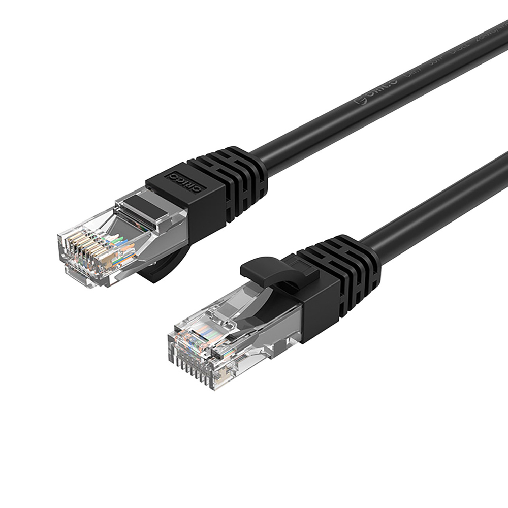 Orico PUG-C6 CAT6 1000Mbps RJ45 Ethernet tinklo kabelis LAN apvalus 20m - juodas