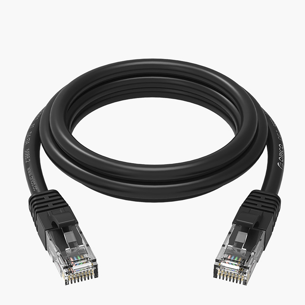Orico PUG-C6 CAT6 1000Mbps RJ45 Ethernet tinklo kabelis LAN apvalus 40m - juodas