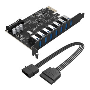Orico PVU3 PCI-E 7x USB 3.0 Išplėtimo kortelė staliniams kompiuteriams - Juodas