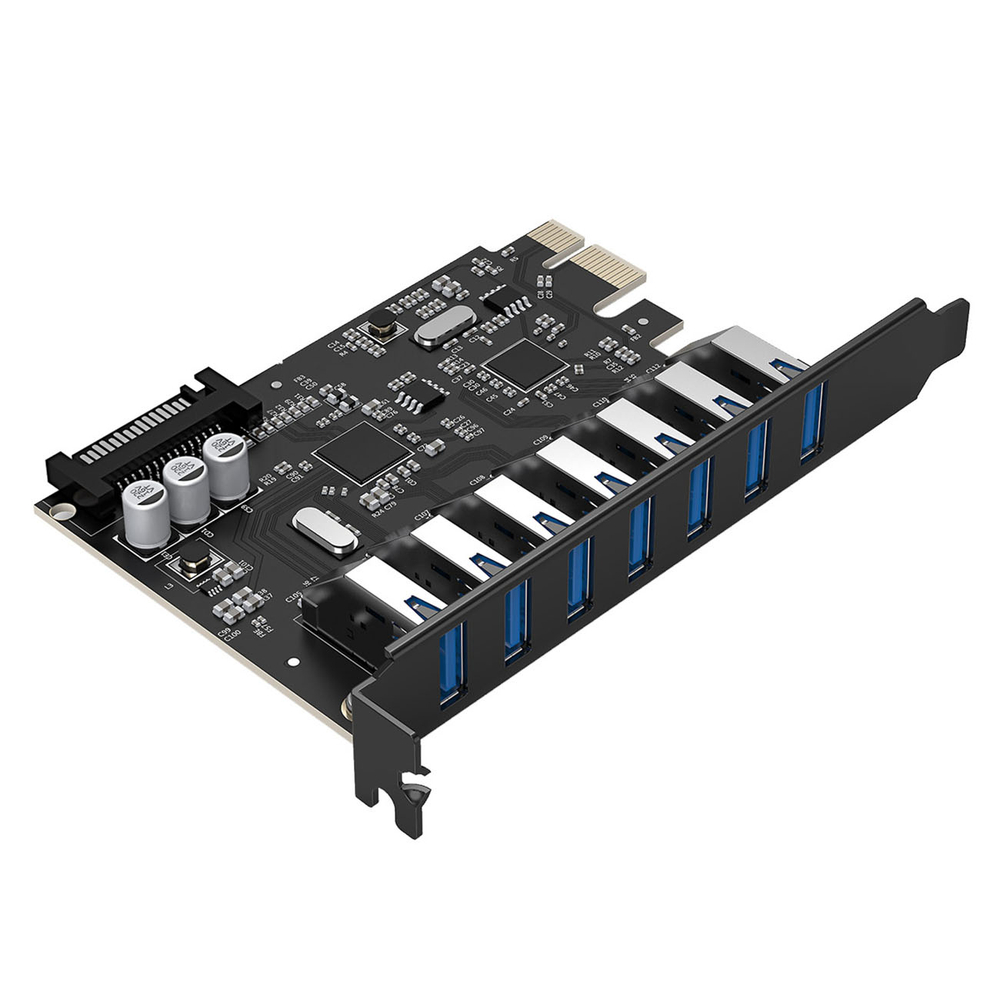 Orico PVU3 PCI-E 7x USB 3.0 Išplėtimo kortelė staliniams kompiuteriams - Juodas