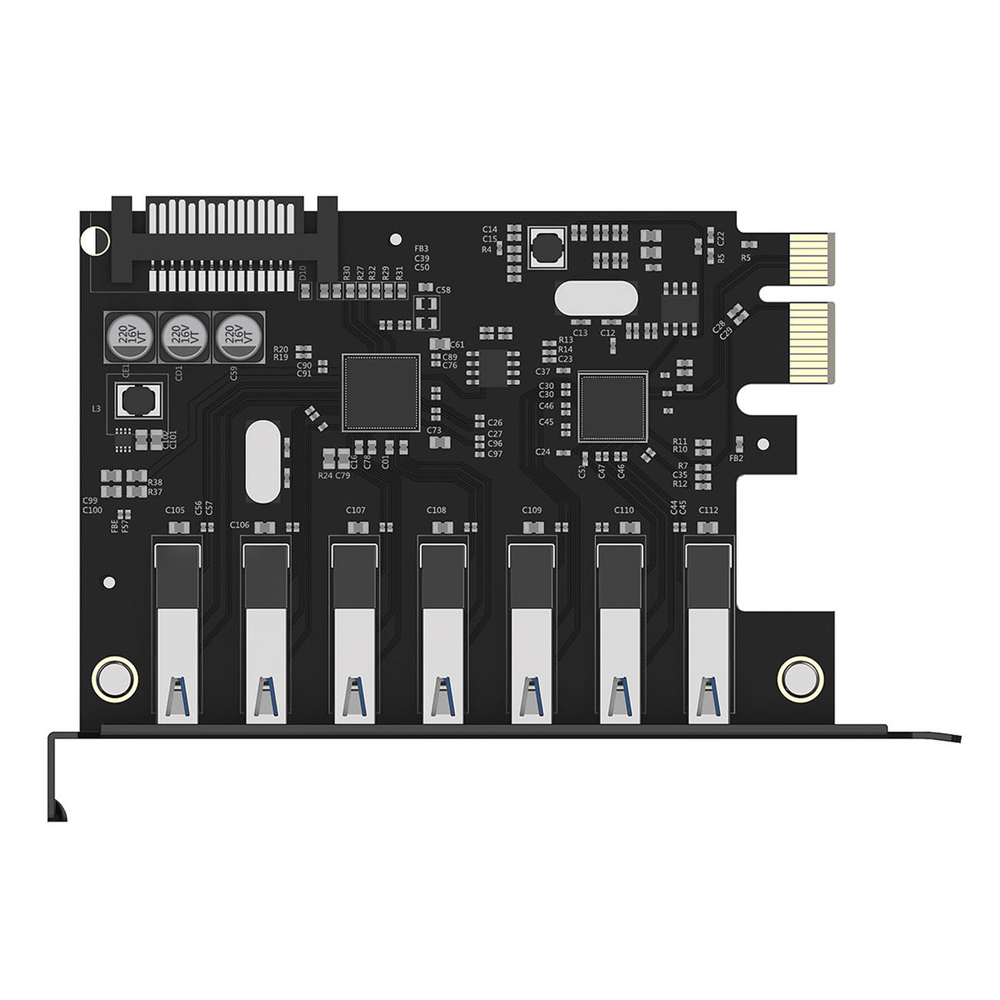 Orico PVU3 PCI-E 7x USB 3.0 Išplėtimo kortelė staliniams kompiuteriams - Juodas
