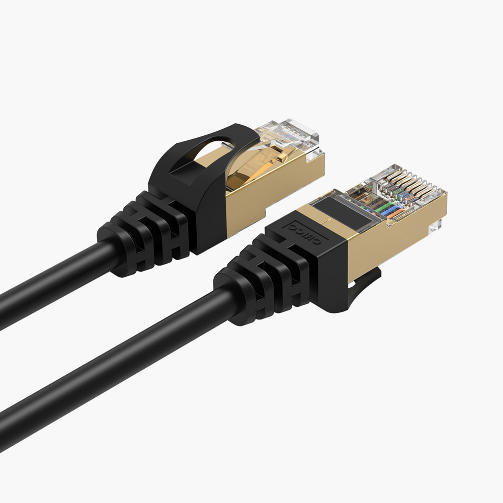 Orico PUG-C7 CAT7 10Gbps RJ45 Ethernet tinklo kabelis Internet LAN apvalus 1m - juodas