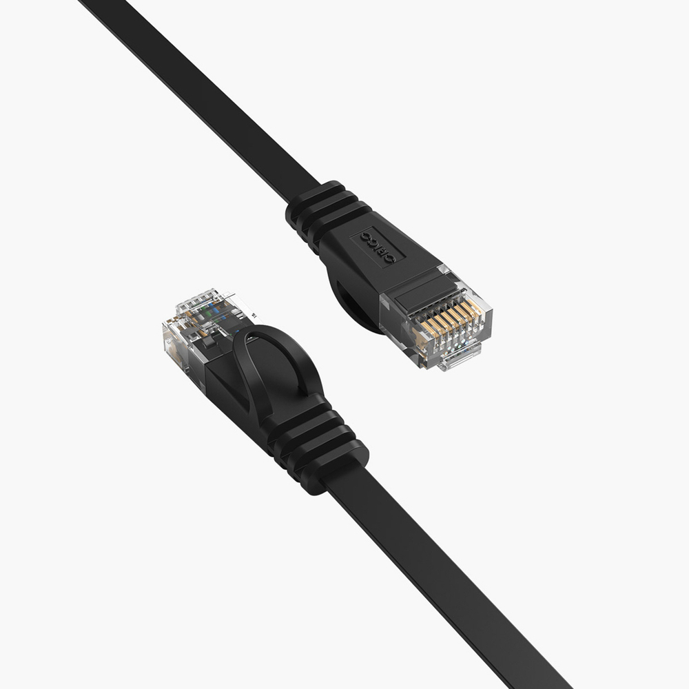 Orico PUG-C7B CAT7 10Gbps RJ45 Ethernet tinklo kabelis interneto LAN plokščias 8m - juodas