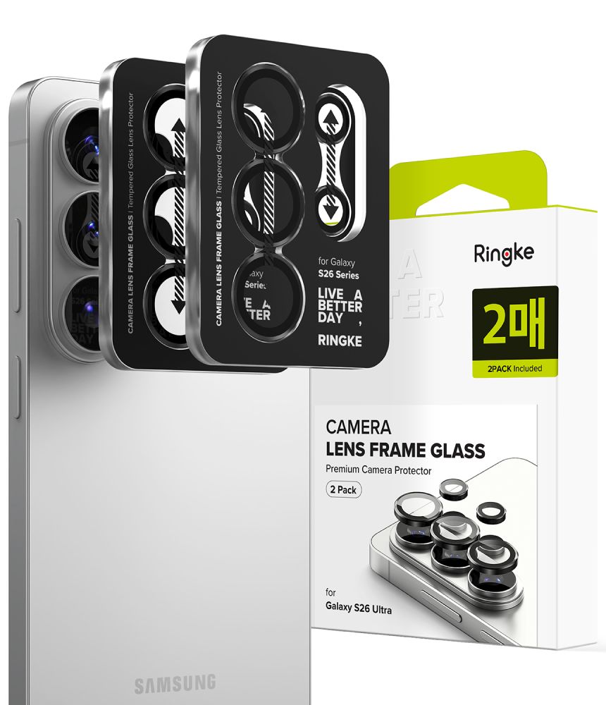 Kameros apsauginis stiklas Ringke Camera Frame Protector Galaxy S26 Ultra, juodas, 2 vnt.