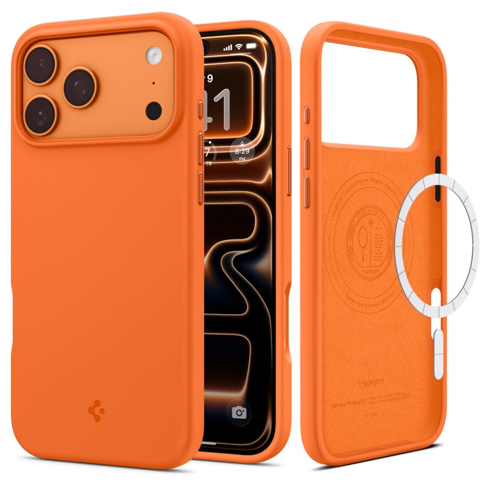 Spigen Silicone Fit Mag MagSafe dėklas iPhone 17 Pro Max - oranžinis
