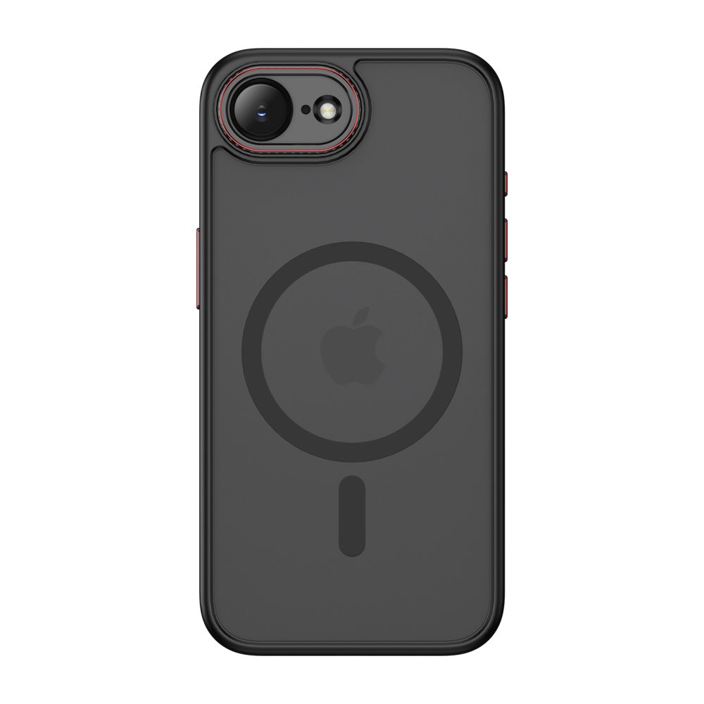 Dėklas Tech-Protect MagCam MagSafe iPhone 16e / 17e, matinis juodas/raudonas