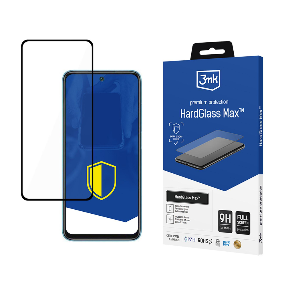 Reinforced Full Screen Tempered Stiklas 3mk HardGlass Max Juodas, skirtas Xiaomi Redmi 10 2022