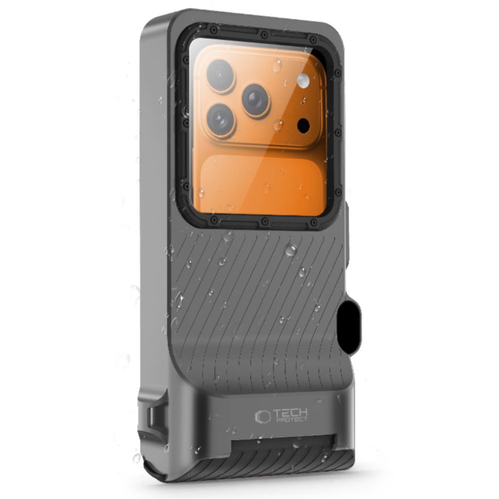 Dėklas Tech-Protect IPX8 Pro, universalus, vandeniui atsparus, pilkas/juodas