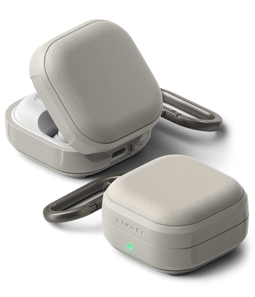 Dėklas Ringke Onyx Magnetic MagSafe Samsung Galaxy Buds 4 / Buds 4 Pro, šiltai pilkas