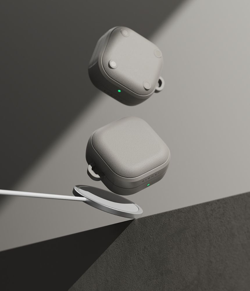 Dėklas Ringke Onyx Magnetic MagSafe Samsung Galaxy Buds 4 / Buds 4 Pro, šiltai pilkas