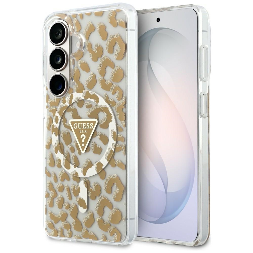 Guess IML Leopard Print Triangle MagSafe Dėklas, skirtas Samsung Galaxy S26 - Brown