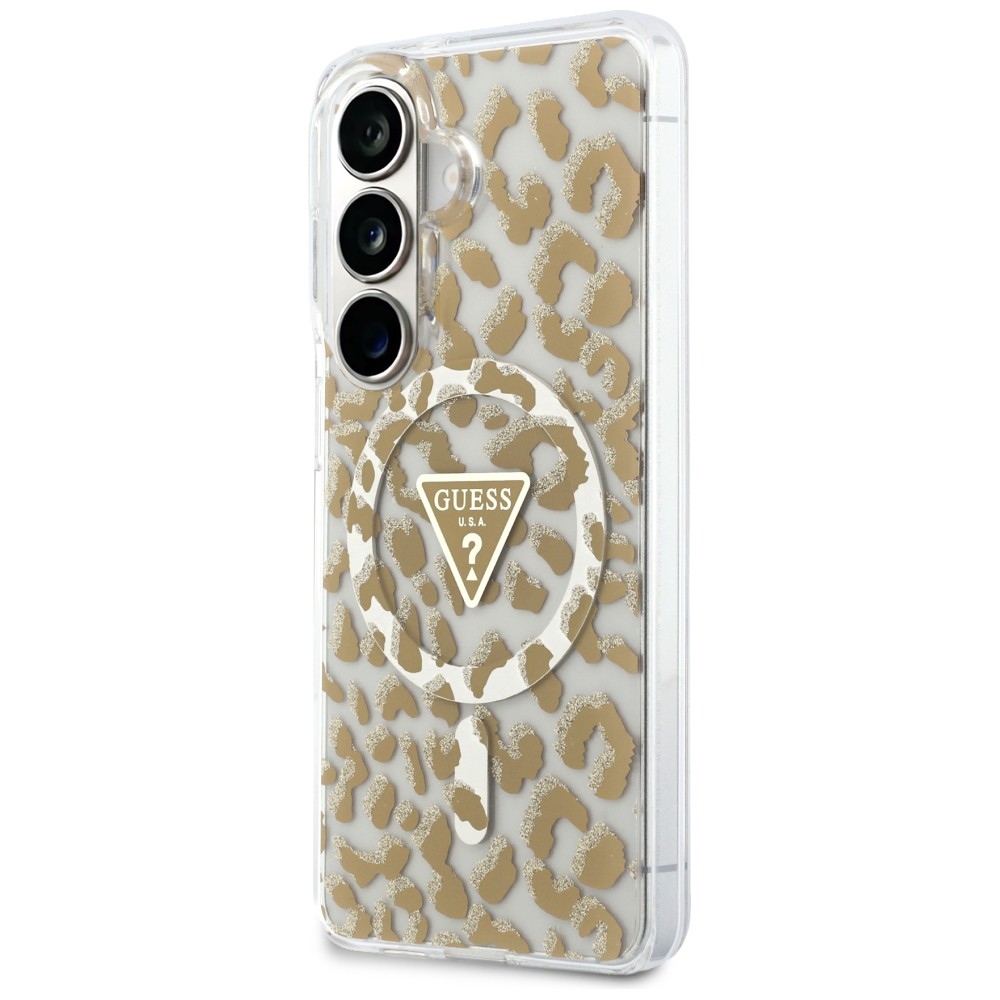 Guess IML Leopard Print Triangle MagSafe Dėklas, skirtas Samsung Galaxy S26 - Brown