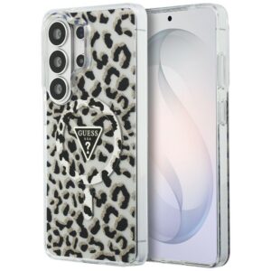 Guess IML Leopard Print Triangle MagSafe dėklas Samsung Galaxy S26 Ultra - Juodas