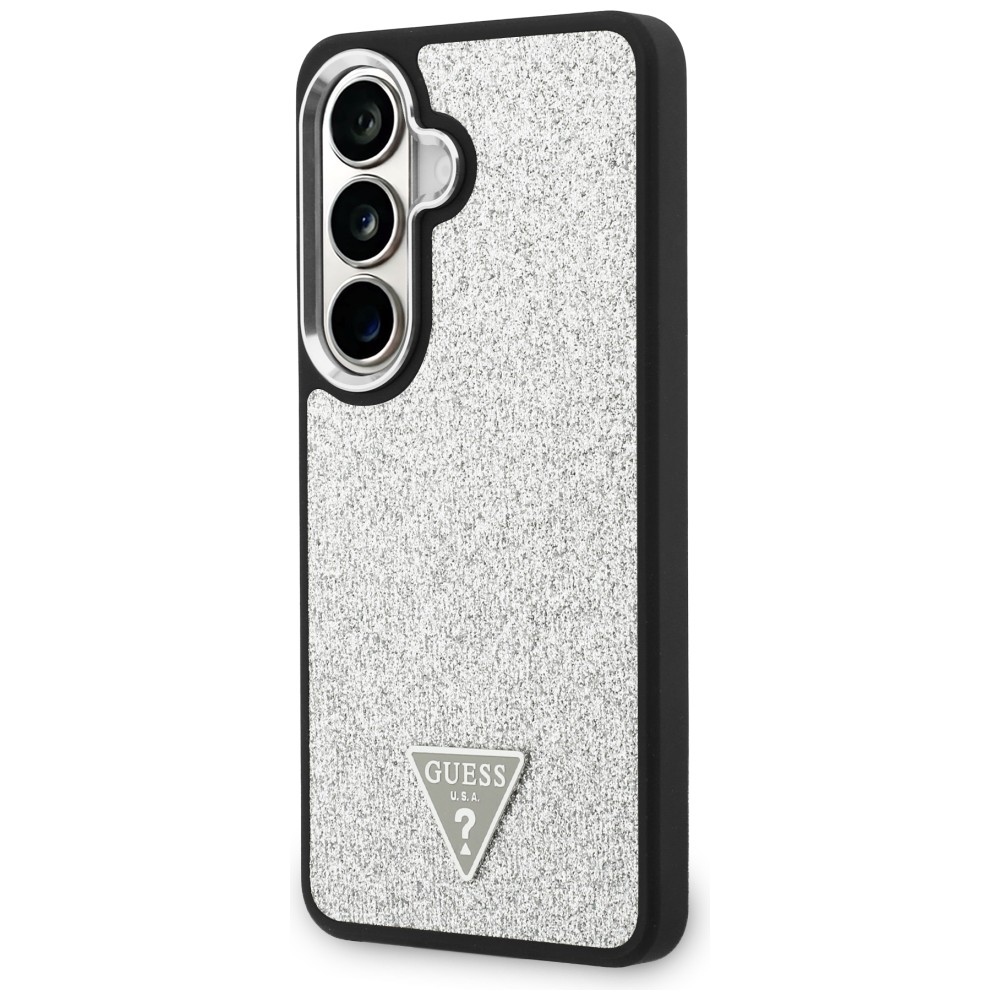 Etui Guess Fixed Glitter Triangle MagSafe ir Samsung Galaxy S26 - srebrne
