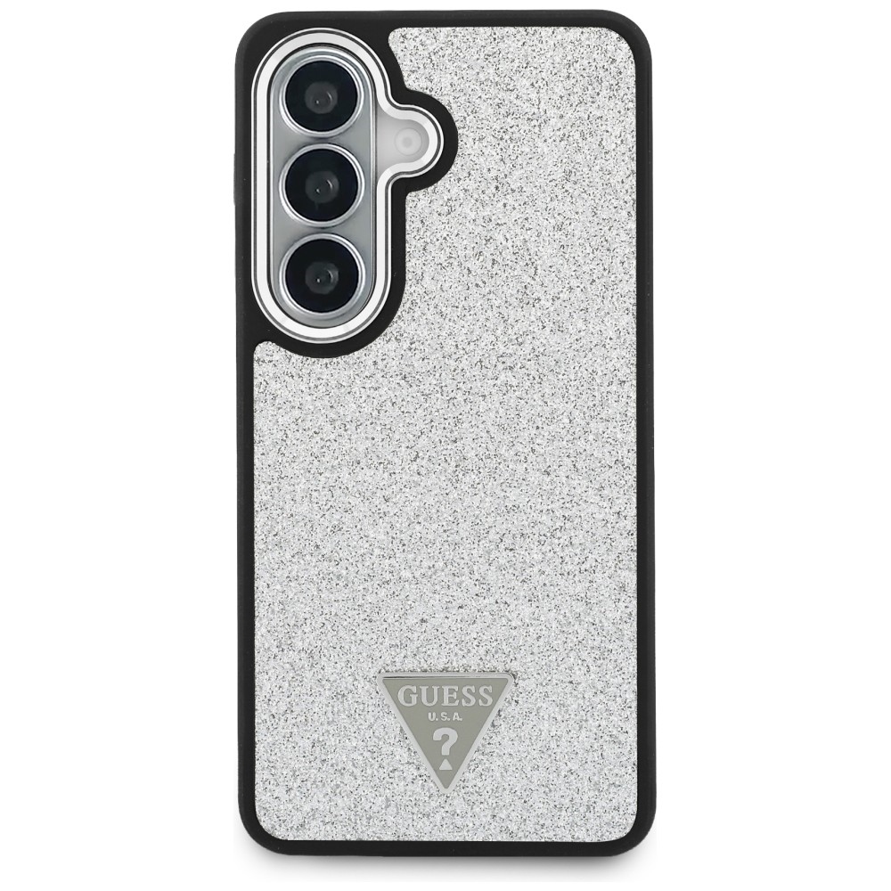 Etui Guess Fixed Glitter Triangle MagSafe ir Samsung Galaxy S26 - srebrne