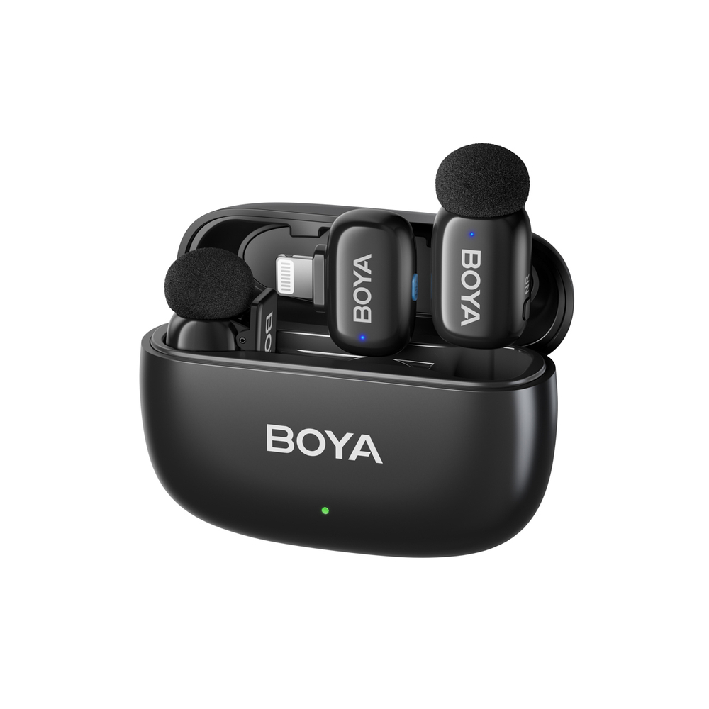 BOYA mini 2-01 bevieliai mikrofonai 2.4GHz USB-C - juodas