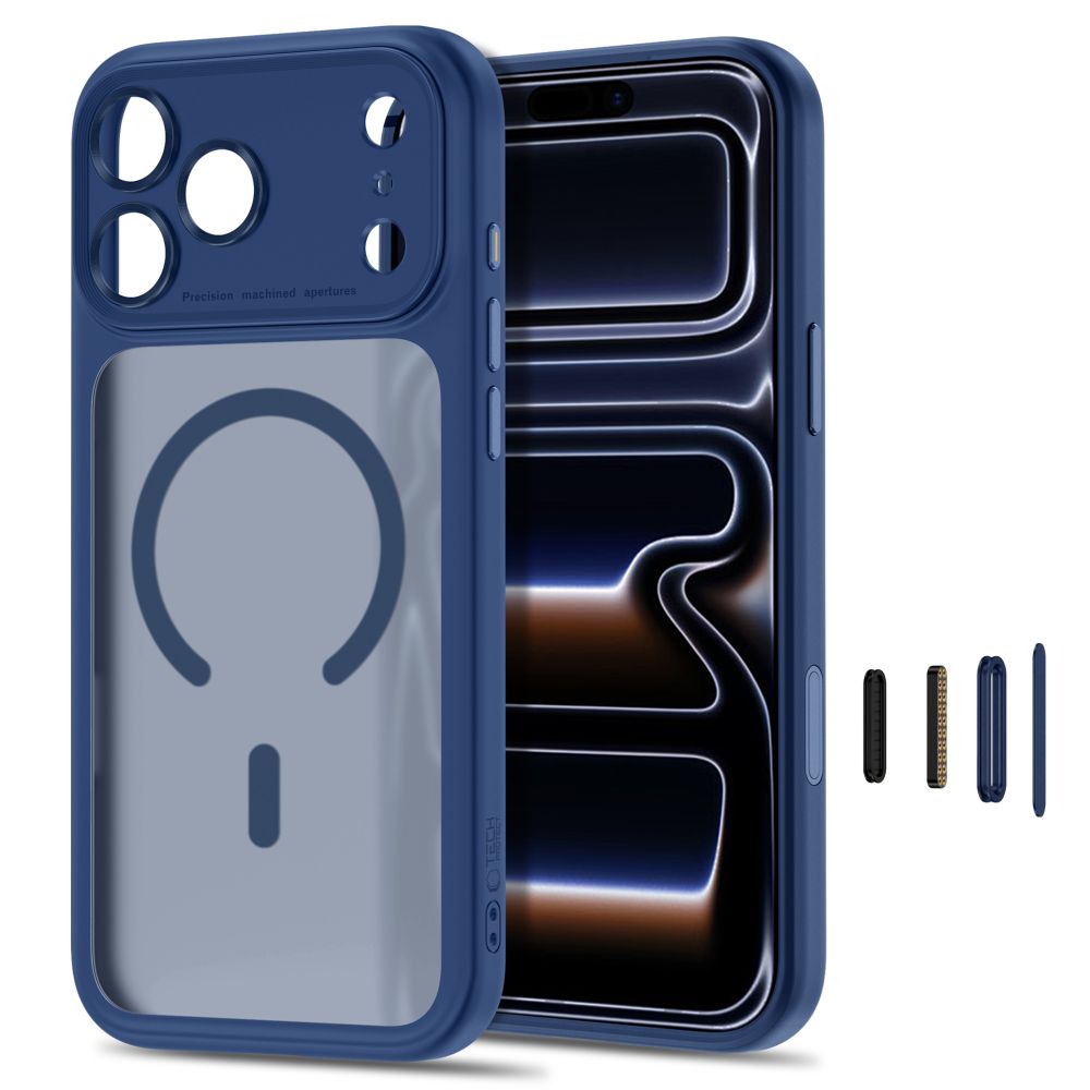 Dėklas Tech-Protect MagPeak MagSafe CC iPhone 17 Pro / 18 Pro, matinis tamsiai mėlynas