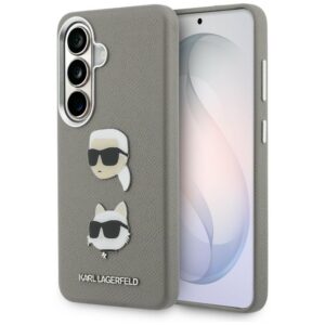 Karl Lagerfeld Saffiano Double Heads Metal dėklas skirtas Samsung Galaxy S26 - sidabrinė