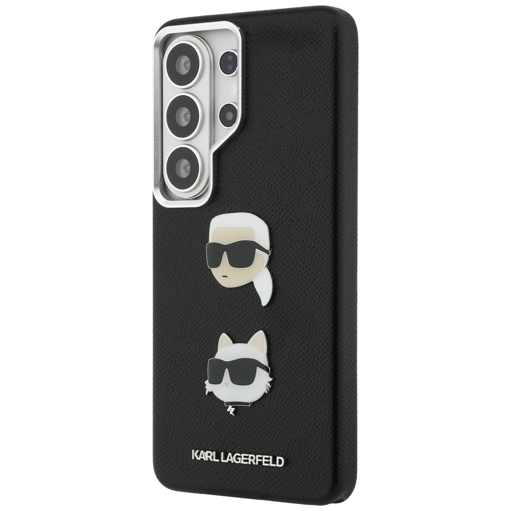 Karl Lagerfeld Saffiano Double Heads Metal dėklas skirtas Samsung Galaxy S26 Ultra - juoda