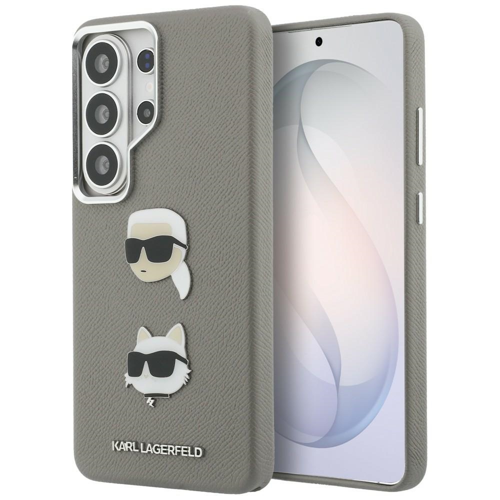 Karl Lagerfeld Saffiano Double Heads Metal dėklas skirtas Samsung Galaxy S26 Ultra - sidabrinė