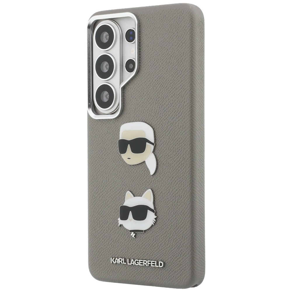 Karl Lagerfeld Saffiano Double Heads Metal dėklas skirtas Samsung Galaxy S26 Ultra - sidabrinė
