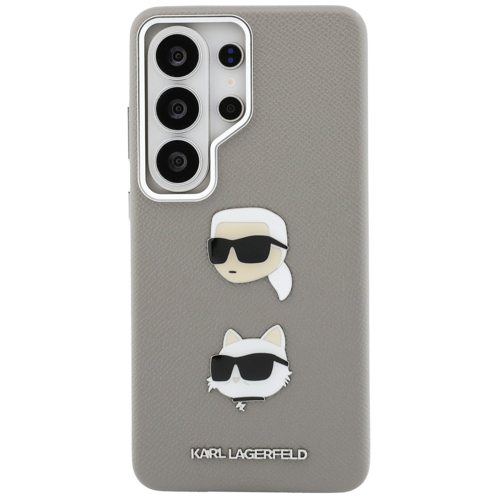 Karl Lagerfeld Saffiano Double Heads Metal dėklas skirtas Samsung Galaxy S26 Ultra - sidabrinė