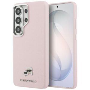 Karl Lagerfeld Saffiano KC Metal Logo MagSafe dėklas skirtas Samsung Galaxy S26 Ultra - rožinė