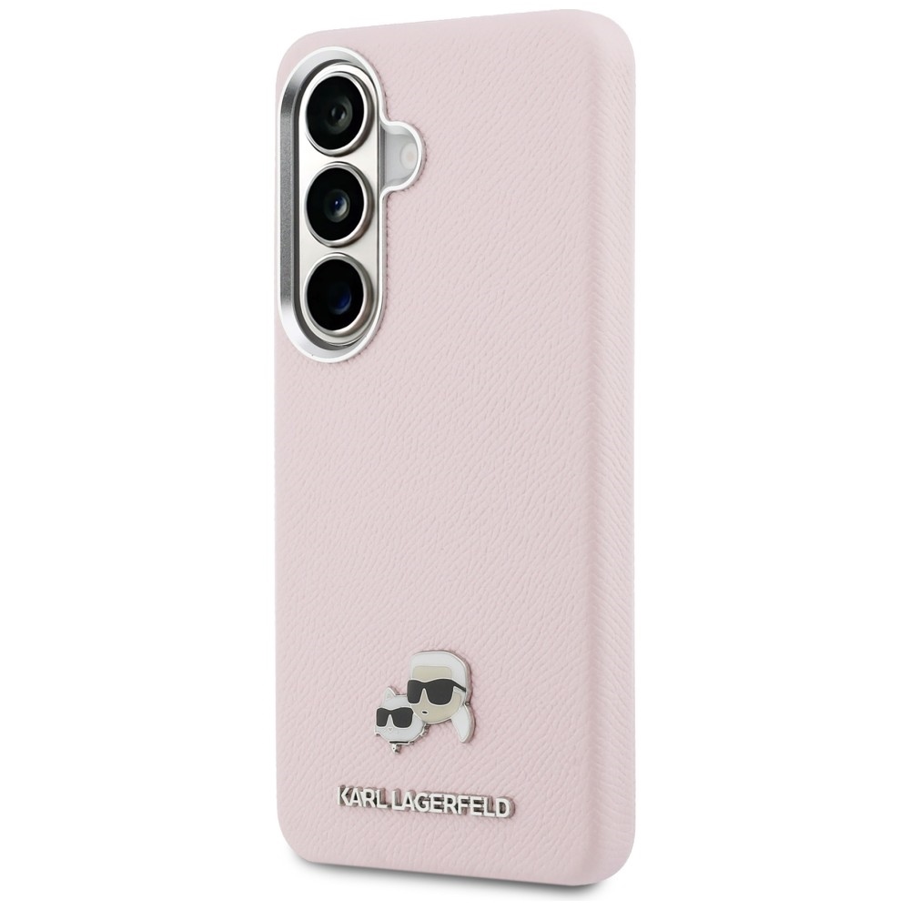 Karl Lagerfeld Saffiano KC Metal Logo MagSafe dėklas skirtas Samsung Galaxy S26+ - rožinė