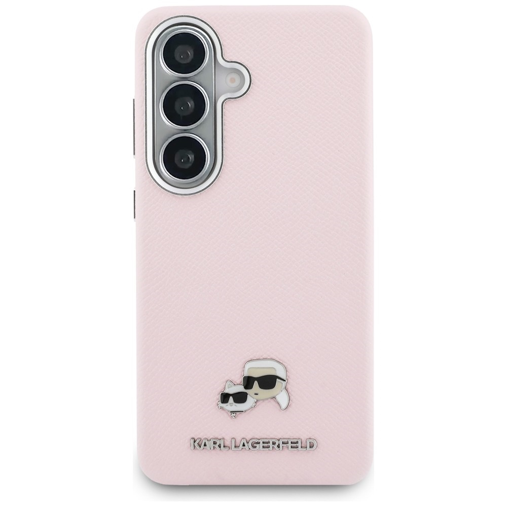 Karl Lagerfeld Saffiano KC Metal Logo MagSafe dėklas skirtas Samsung Galaxy S26+ - rožinė