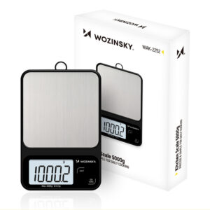 Wozinsky WAK-2252 virtuvės svarstyklės tikslios su dideliu LCD ekranu iki 5 kg - juodas