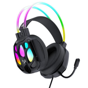 Wozinsky WSG-1118 Laidinės žaidimo ausginės su mikrofonu ir RGB foniniu šviesa - juoda