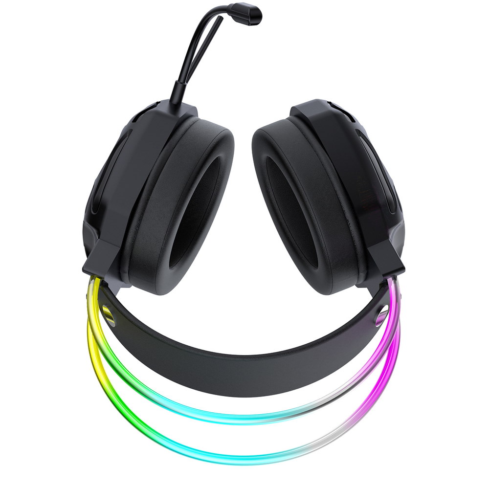 Wozinsky WSG-1118 Laidinės žaidimo ausginės su mikrofonu ir RGB foniniu šviesa - juoda