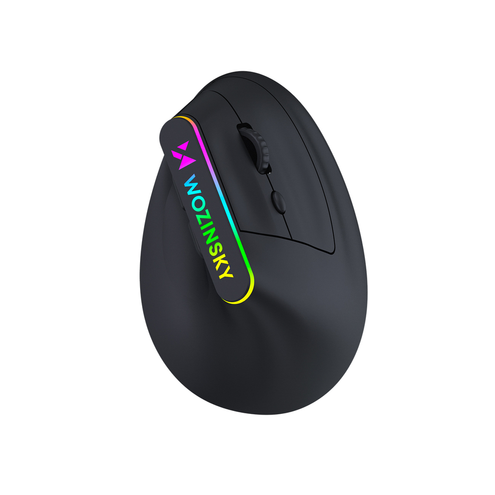 Wozinsky WMG-1164 Belaidis Vertikalus Ergonominis Žaidimų Pelė 3600 DPI su RGB Apšvietimu - Juoda